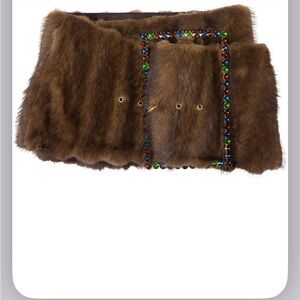 Jeffrey Campbell Brown Fur Mini Skirt with Rhinestone Buckle Girlypop-F Skirt